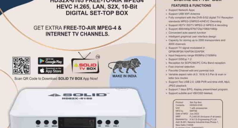 SOLID HDS2X-6165 H.265 10Bits HEVC DVB-S2X FullHD