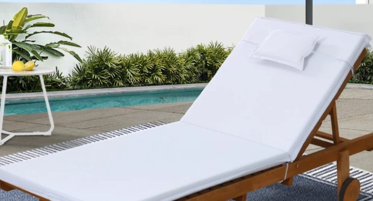 Gardeon Wooden Sun Lounge with Wheels – Outdoor Day Bed White